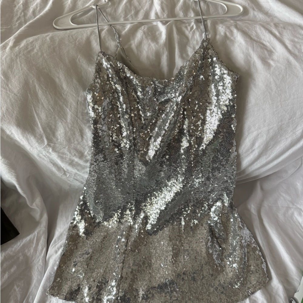 Urban Outfitters Silver Sequin Mini Dress